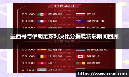 墨西哥与伊朗足球对决比分揭晓精彩瞬间回顾