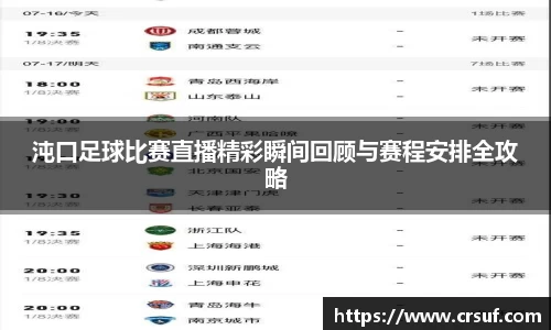 沌口足球比赛直播精彩瞬间回顾与赛程安排全攻略