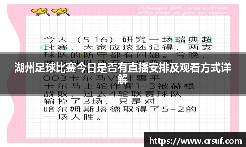 湖州足球比赛今日是否有直播安排及观看方式详解